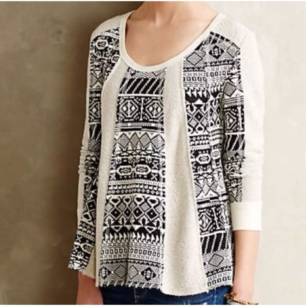 Anthropologie Lilka Geo Jacquard Sweater